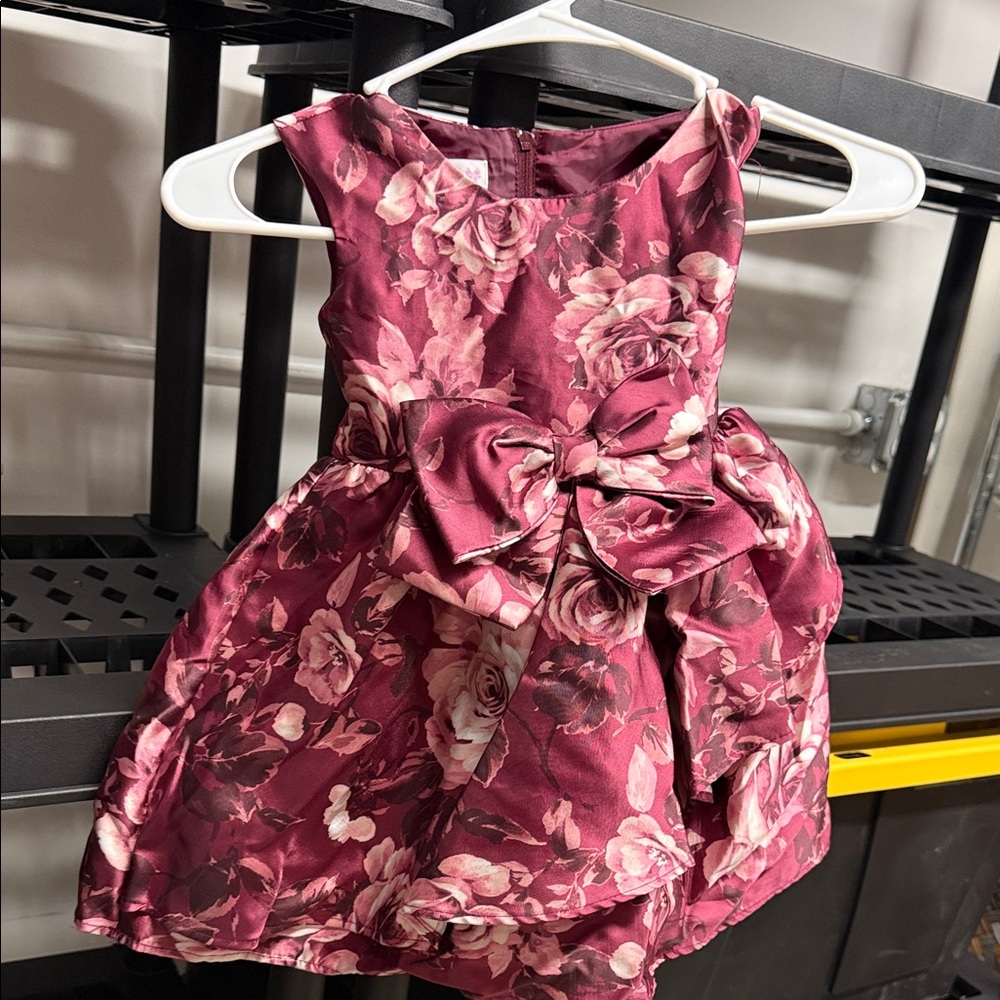 Bonnie Jean Burgundy Floral Dress